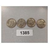 (4) 1974 D Eisenhower Dollar Coins