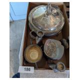 Silver Candle Holder, Candy Dish & C&S