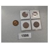 (5) British Pennies - 1909, 1949, 1940, 1962,