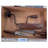 Vintage Manual Hand Drill & Vintage Barbeque Set