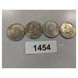 (4) Eisenhower Dollar Coins - (2) 1974 D,