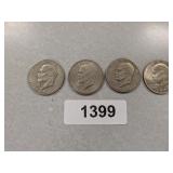 (4) Eisenhower Dollar Coins - 1971, (2) 1974,