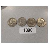 (4) 1974 D Eisenhower Dollar Coins