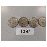 (4) Eisenhower Dollar Coins - (2) 1972 D, 1974 D,