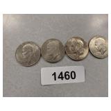 (4) Eisenhower Dollar Coins - 1972 D, 1974 D,