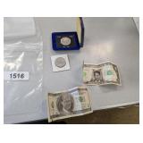 (2) Canadian Dollar Coin - 73, 70 + Novelty Bills