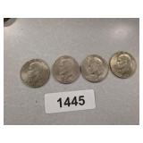 (4) Eisenhower Dollar Coins - 1971 D, 1974 D,