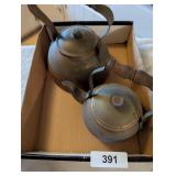 (2) Copper Teapots -*