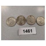 (4) Eisenhower Dollar Coins - 1971 D, (2) 1972,
