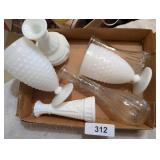 Milkglass Vases & (2) Goblets