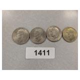 (4) Eisenhower Dollar Coins - 1974, Bicentennial