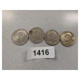 (4) Eisenhower Dollar Coins - 1974 D, (2) 1972 D,