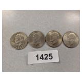 (4) Eisenhower Dollar Coins - 1974 D, Bicentennial