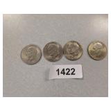 (4) Eisenhower Dollar Coins - (2) 1971 D, 1974 D,