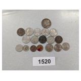 1977 Half Dollar + Assorted Quarters, Nickel,