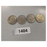 (4) Eisenhower Dollar Coins - 1972, 1971, 1971 D