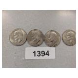 (4) Eisenhower Dollar Coins - 1977 D, (3) 1978 D