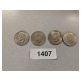 (4) Eisenhower Dollar Coins - 1974 D, 1974,