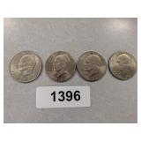 (4) Eisenhower Dollar Coins - 1972,