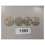 (4) Eisenhower Dollar Coins - 1971, (3) 1971 D