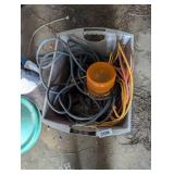 Plastic Tote w/ Extensions Cords & Hazard Light