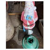 Plastic Light Up Santa Claus on Piece of Wood &