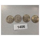 (4) Eisenhower Dollar Coins - 1974, 1974 D,