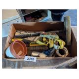 Flower Pot, Ratchet Strap, Wire Brush, Twine,