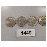 (4) Eisenhower Dollar Coins - 1972 D, 1974,