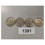 (4) 1974 D Eisenhower Dollar Coins