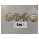 (4) 1974 D Eisenhower Dollar Coins
