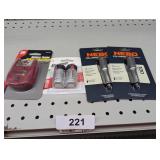 (2) NIP Flashlight Keychains, NIP Battery Tester &