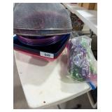 (2) Outdoor Food Covers, Plastic Bowls &