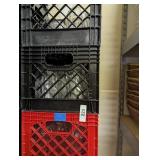 (3) Plastic Milk Crates w/ (12) Plastic Pitchers