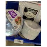 Plastic Milk Crate w/ Plastic Plates & Bowls