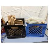 (2) Milk Crates w/ Several Small Pieces of Glass