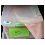 Tote w/ Lid + Approx. 300 Cloth Napkins, Peach
