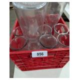 Plastic Milk Crate w/ (12) Glass Decanters