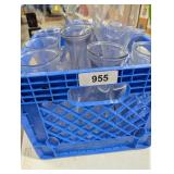 Plastic Milk Crate w/ (11) Glass Decanters