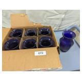 (7) 8' Classic Vase, Octagonia, Cobalt Blue