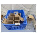 Plastic Milk Crate w/ Clear Square Glass Vases