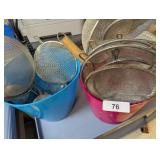 (2) Plastic Buckets w/ Strainers