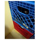 (2) Plastic Milk Crates w/ (8) Plastic Pitchers