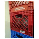 (3) Plastic Milk Crates w/ (12) Plastic Pitchers