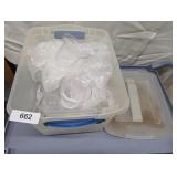 Small Tote w/ Lid + Round Disk Glass Containers