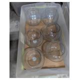 Tote w/ Lid + (12) Fish Bowl Style Glass Bowls