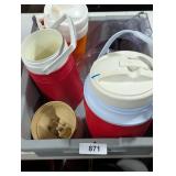 Plastic Tub w/ Drink Coolers & Other