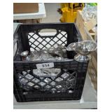Plastic Milk Crate w/ Vollrath Metal Gravy Boats
