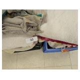 (2) Plastic Milk Crates w/ Towels, Gloves & Rags