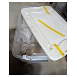 Tote w/ Lid + Assorted Clear Glass Vases